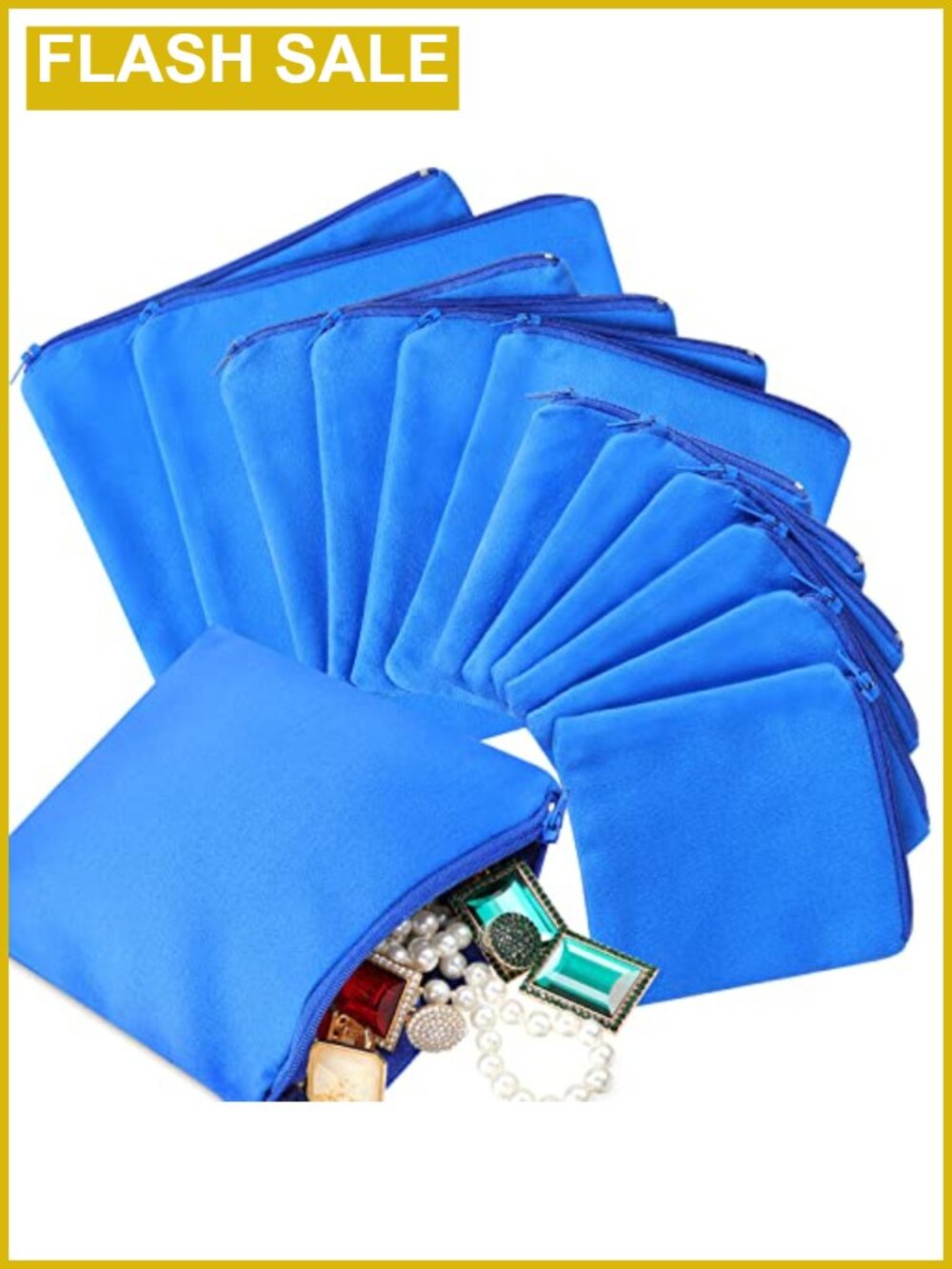 12 Anti Tarnish Jewelry Storage Bags Flannel Zippered Silver Protection